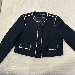 Karl Lagerfeld Paris women's cropped tweed jacket with contrast trim sz 16